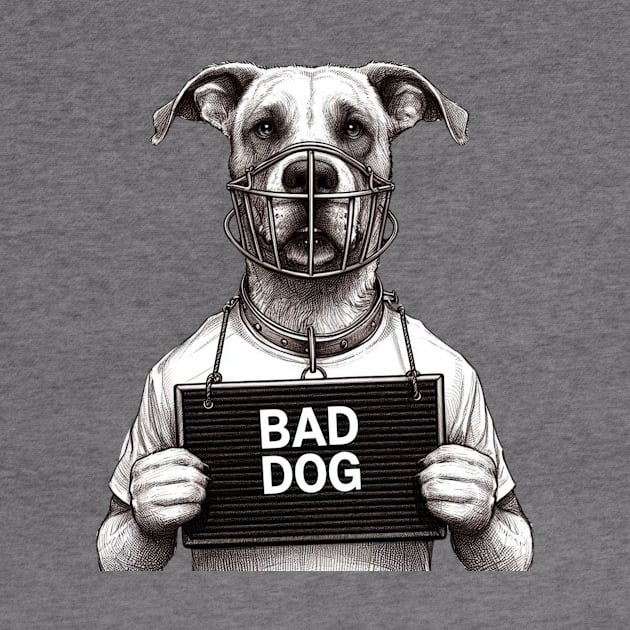 Muzzled Bad Dog Jail Mugshot Illustration by Shawn's Domain